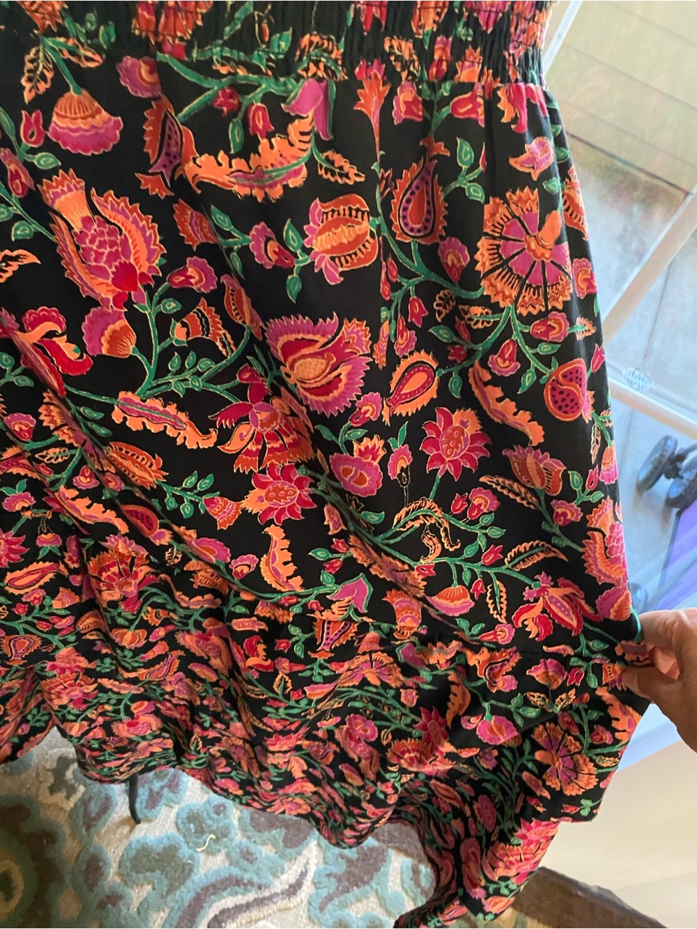 Knox Rose Black Floral Tiered Maxi Dress with Fuchsia Sash - Picture 4 of 8